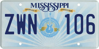 MS license plate ZWN106
