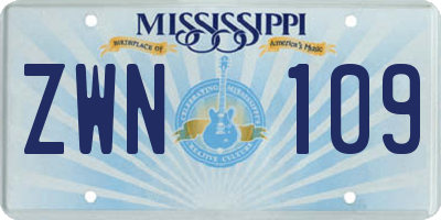 MS license plate ZWN109
