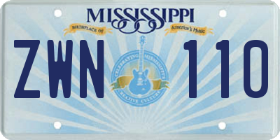 MS license plate ZWN110