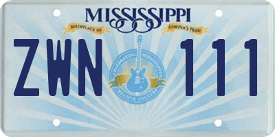 MS license plate ZWN111