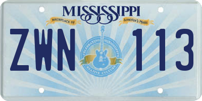 MS license plate ZWN113