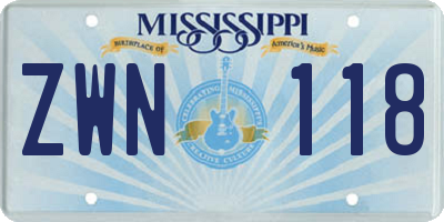 MS license plate ZWN118