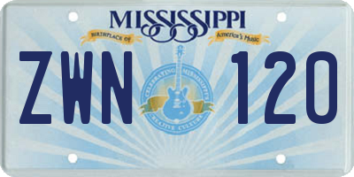 MS license plate ZWN120