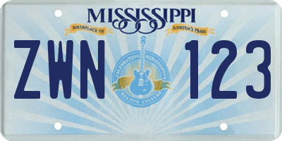 MS license plate ZWN123