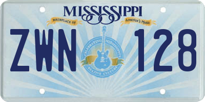 MS license plate ZWN128