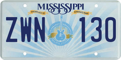 MS license plate ZWN130