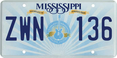 MS license plate ZWN136