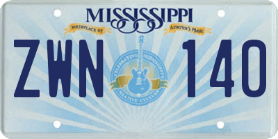 MS license plate ZWN140
