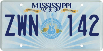 MS license plate ZWN142