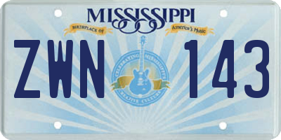 MS license plate ZWN143