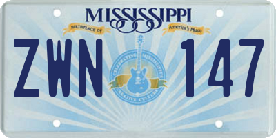 MS license plate ZWN147