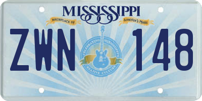 MS license plate ZWN148