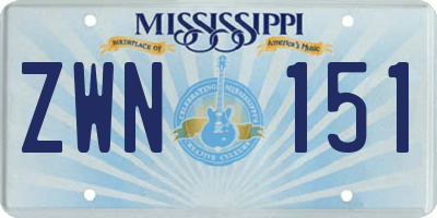 MS license plate ZWN151