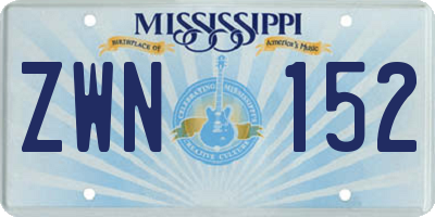 MS license plate ZWN152