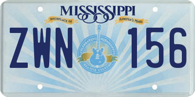 MS license plate ZWN156