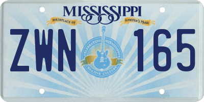 MS license plate ZWN165