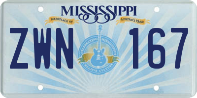 MS license plate ZWN167