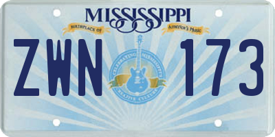 MS license plate ZWN173