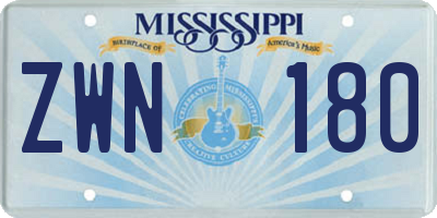 MS license plate ZWN180