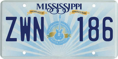 MS license plate ZWN186