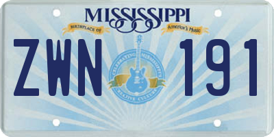 MS license plate ZWN191