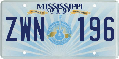MS license plate ZWN196