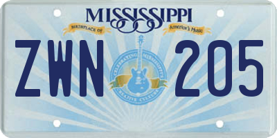 MS license plate ZWN205