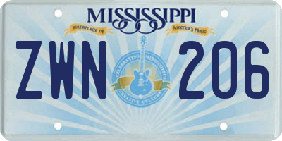 MS license plate ZWN206