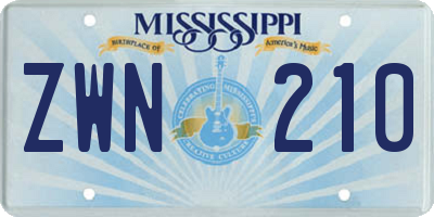 MS license plate ZWN210