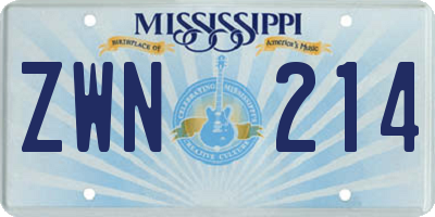 MS license plate ZWN214