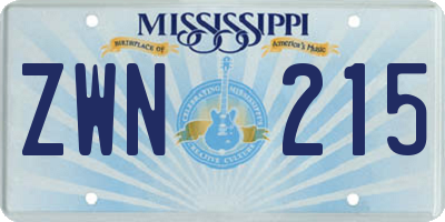 MS license plate ZWN215