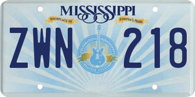 MS license plate ZWN218