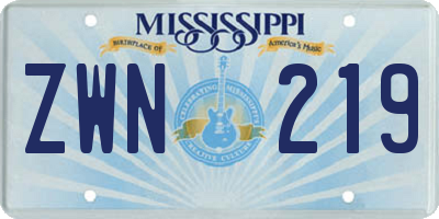MS license plate ZWN219