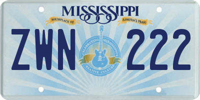 MS license plate ZWN222