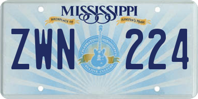 MS license plate ZWN224