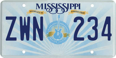MS license plate ZWN234