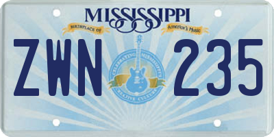 MS license plate ZWN235