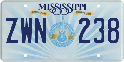 MS license plate ZWN238