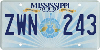 MS license plate ZWN243