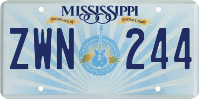 MS license plate ZWN244
