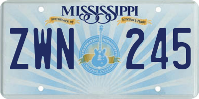 MS license plate ZWN245