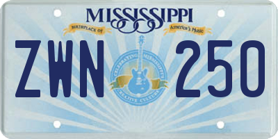 MS license plate ZWN250