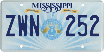 MS license plate ZWN252