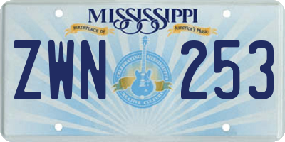 MS license plate ZWN253