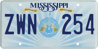 MS license plate ZWN254