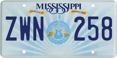 MS license plate ZWN258