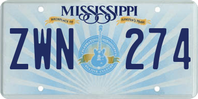 MS license plate ZWN274