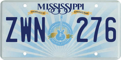 MS license plate ZWN276