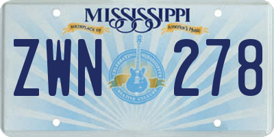 MS license plate ZWN278