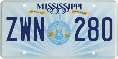 MS license plate ZWN280